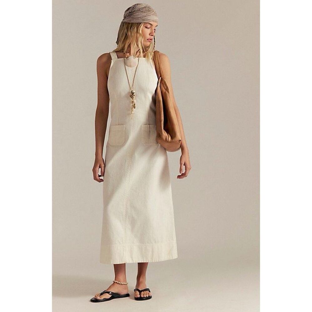 Free People Dex white Denim Midi Dress
